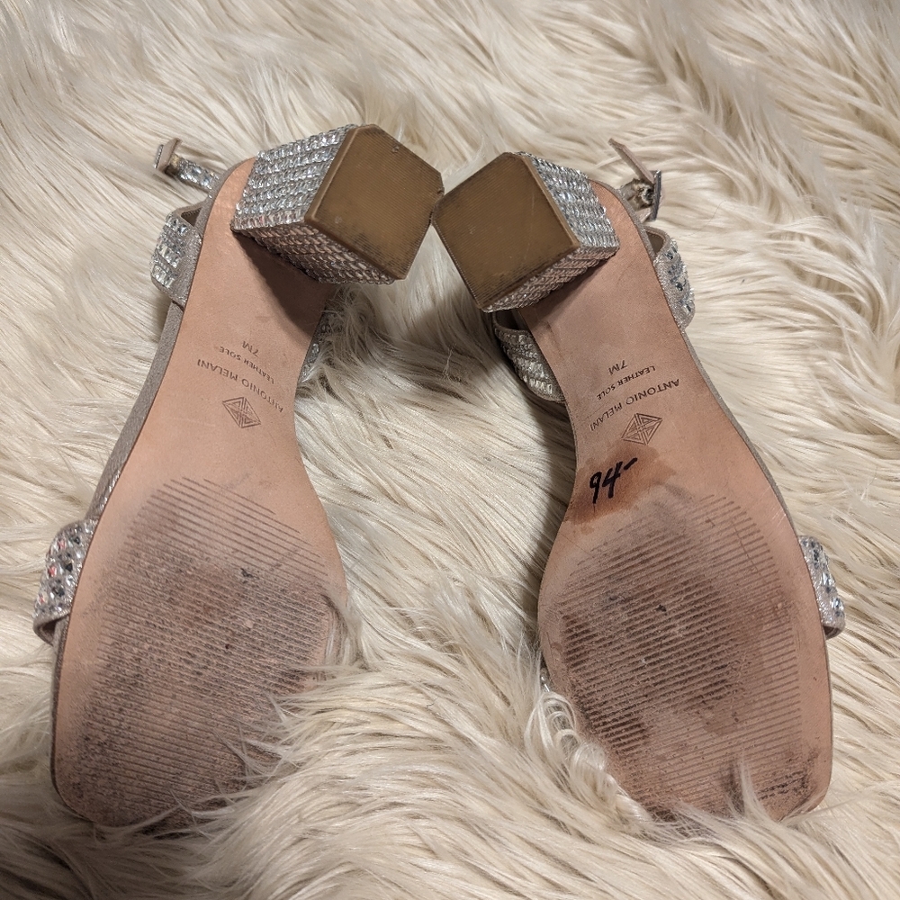 Antonio Melanie Marryanna embellished rhinestone ankle strap heels / sandals 7M - Picture 6 of 6